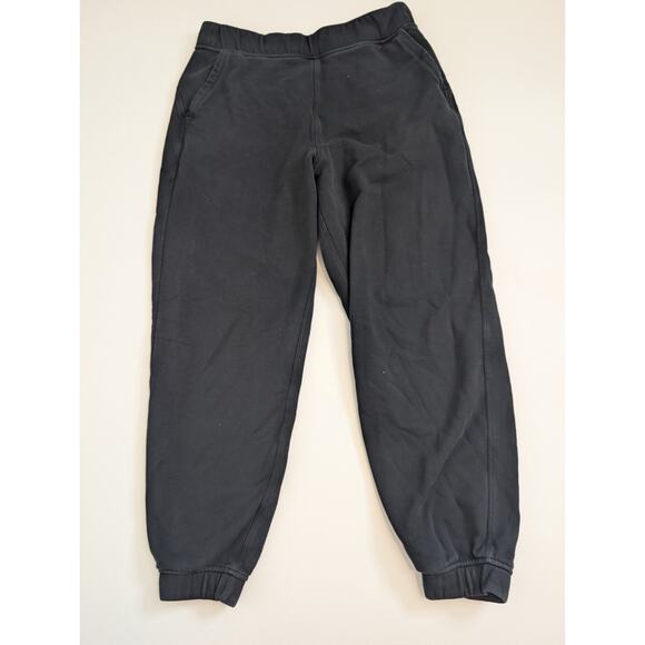 Lululemon Womens Relaxed High Rise Black Cotton Terry Knit W5DP9S Joggers Size 8 - Picture 1 of 11